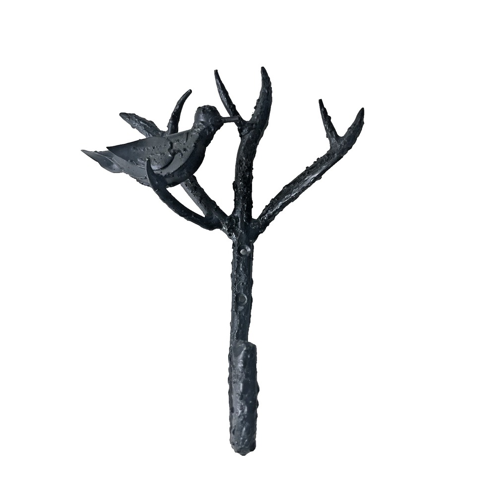 Cast Iron Wall Hook Rustic Bird on Tree Branch 10" Coat Towel Hat Hanger